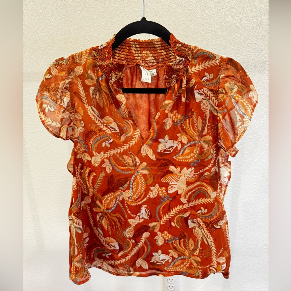 Joie Rust Paisley Butterfly Sleeve Blouse